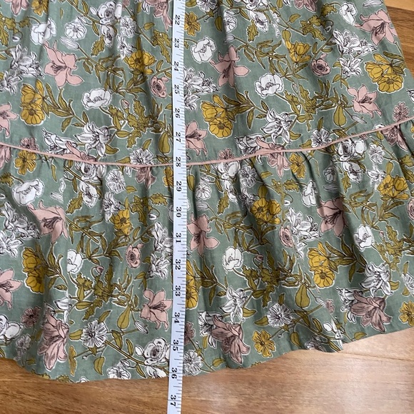 Cynthia Rowley Linen Babydoll Dress Puff Sleeves Floral Boho Green Pink Resort M - Picture 10 of 11